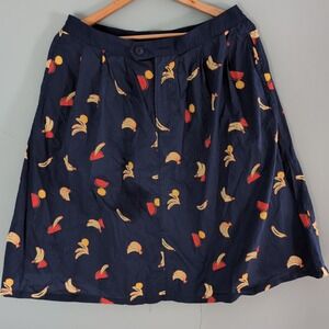 Navy Blue Patterned Women's Skirt